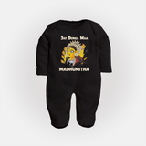 Jai Durga Maa Traditional Goddess Baby Full Body Suit - BLACK - New Born (Chest 7.5")