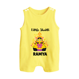 Little Shakti Durga Maa Baby Button Romper - PASTEL YELLOW - New Born (Chest 18")