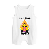 Little Shakti Durga Maa Baby Button Romper - WHITE - New Born (Chest 18")