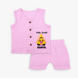 Little Shakti Durga Maa Baby Jabla Set - BABY PINK - 0 - 3 Months Old (Chest 9.8")