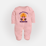 Little Durga Maa Goddess Face Baby Full Body Suit - BABY PINK - New Born (Chest 7.5")