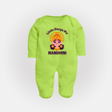 Little Durga Maa Goddess Face Baby Full Body Suit - LIME GREEN - New Born (Chest 7.5")