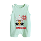 Shubh Durga Maa Divine Face Baby Button Romper - MINT GREEN - New Born (Chest 18")