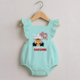 Shubh Durga Maa Divine Face Baby Romper Frock - MINT GREEN - 0 - 3 Months Old (Chest 19")