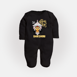 Shubh Durga Maa Divine Face Baby Full Body Suit - BLACK - New Born (Chest 7.5")