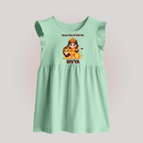 Durga Maa Ki Mini Me Goddess & Lion Baby Baby Frock - MINT GREEN - 0 - 3 Months Old (Chest 17")