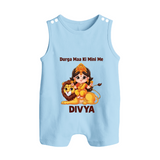 Durga Maa Ki Mini Me Goddess & Lion Baby Button Romper - BABY BLUE - New Born (Chest 18")