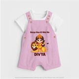 Durga Maa Ki Mini Me Goddess & Lion Baby Dungaree - BABY PINK - 0 - 5 Months Old (Chest 18")