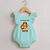 Durga Maa Ki Mini Me Goddess & Lion Baby Romper Frock - MINT GREEN - 0 - 3 Months Old (Chest 19")