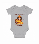 Durga Maa Ki Mini Me Goddess & Lion Baby Romper - GREY - New Born (Chest 14")