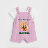 Durga Maa Ki Jai Goddess Baby Dungaree - BABY PINK - 0 - 5 Months Old (Chest 18")