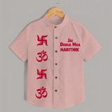 Jai Durga Maa Om & Swastik Shirt - PEACH - 0 - 6 Months Old (Chest 23")