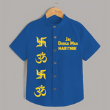 Jai Durga Maa Om & Swastik Shirt - COBALT BLUE - 0 - 6 Months Old (Chest 23")