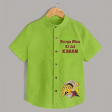 Durga Maa Ki Jai Goddess Face Shirt - LIME GREEN - 0 - 6 Months Old (Chest 23")