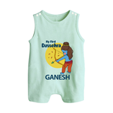My First Dussehra Little Archer Button Romper - MINT GREEN - New Born (Chest 18")