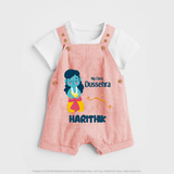 My First Dussehra Divine Princess Bow Dungaree - PEACH - 0 - 5 Months Old (Chest 18")