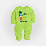 My First Dussehra Divine Princess Bow Full Body Suit - LIME GREEN - New Born (Chest 7.5")