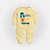 My First Dussehra Divine Princess Bow Full Body Suit - PASTEL YELLOW - New Born (Chest 7.5")
