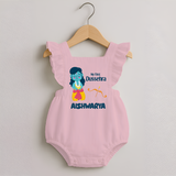 My First Dussehra Divine Princess Bow Romper frock - BABY PINK - 0 - 3 Months Old (Chest 19")
