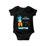 My First Dussehra Divine Princess Bow Romper - BLACK - New Born (Chest 14")