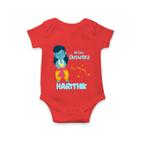 My First Dussehra Divine Princess Bow Romper - RED - New Born (Chest 14")
