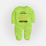 My First Dussehra Golden Arrow Full Body Suit - LIME GREEN - New Born (Chest 7.5")