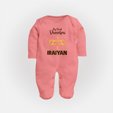 My First Dussehra Golden Arrow Full Body Suit - PEACH - New Born (Chest 7.5")