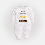My First Dussehra Golden Arrow Full Body Suit - WHITE - New Born (Chest 7.5")