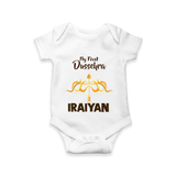 My First Dussehra Golden Arrow Romper - WHITE - New Born (Chest 14")