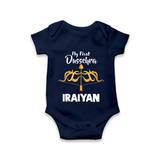 My First Dussehra Golden Arrow Romper - NAVY BLUE - New Born (Chest 14")