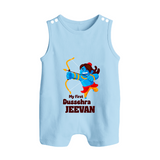 My First Dussehra Blue Warrior Button Romper - BABY BLUE - New Born (Chest 18")