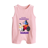 My First Dussehra Ram Leela Chariot Button Romper - BABY PINK - New Born (Chest 18")