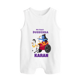 My First Dussehra Ram Leela Chariot Button Romper - WHITE - New Born (Chest 18")