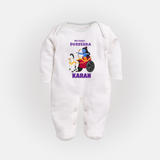 My First Dussehra Ram Leela Chariot Full Body Suit - WHITE - New Born (Chest 7.5")