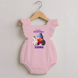 My First Dussehra Ram Leela Chariot Romper frock - BABY PINK - 0 - 3 Months Old (Chest 19")