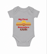 My First Dussehra Victory Bow Romper - GREY - New Born (Chest 14")