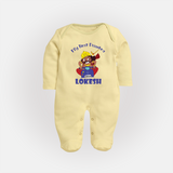 My First Dussehra Ten Heads Triumph Full Body Suit - PASTEL YELLOW - New Born (Chest 7.5")