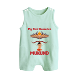 My First Dussehra Lanka Battle Button Romper - MINT GREEN - New Born (Chest 18")