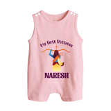 My First Dussehra Heroic Archer Button Romper - BABY PINK - New Born (Chest 18")