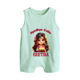 Ayodhya Princess Button Romper - MINT GREEN - New Born (Chest 18")