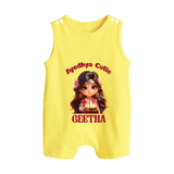 Ayodhya Princess Button Romper - PASTEL YELLOW - New Born (Chest 18")