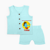 Little Vijayadashami Hero Jabla Set - BABY BLUE - 0 - 3 Months Old (Chest 9.8")