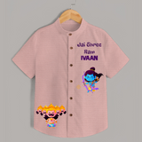 Jai Shree Ram Ravan Battle Baby Shirt - PEACH - 0 - 6 Months Old (Chest 23")