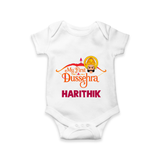 My First Dussehra Harithik Festive Romper - WHITE - New Born (Chest 14")
