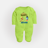 My First Dussehra Jeevan Ram & Ravan Fullbody suit - LIME GREEN - New Born (Chest 7.5")