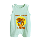 My First Dussehra Karan Bow Warrior Button Romper - MINT GREEN - New Born (Chest 18")