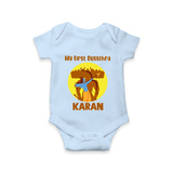 My First Dussehra Karan Bow Warrior Romper - BABY BLUE - New Born (Chest 14")