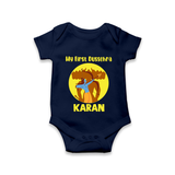 My First Dussehra Karan Bow Warrior Romper - NAVY BLUE - New Born (Chest 14")