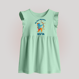 My First Dussehra Lokesh Victory Bow Baby Frock - MINT GREEN - 0 - 3 Months Old (Chest 17")