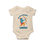 My First Dussehra Lokesh Victory Bow Romper - IVORY - New Born (Chest 14")